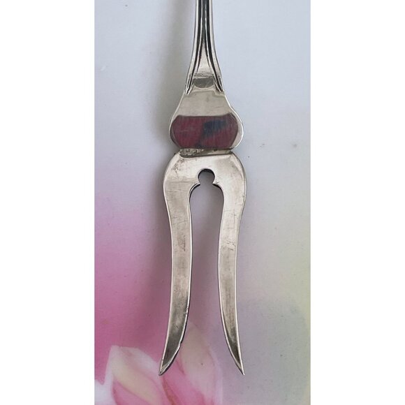 Vintage Canadian Souvenir Sterling Cocktail pickle Fork Enamel - Picture 8 of 12